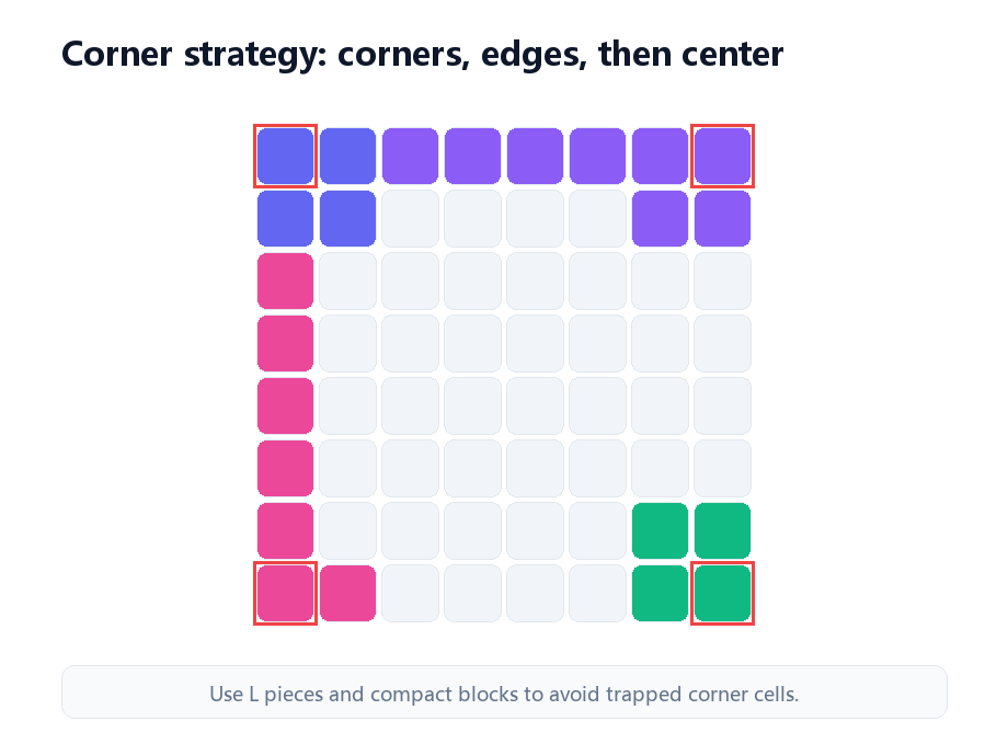 Block Blast corner-first placement strategy